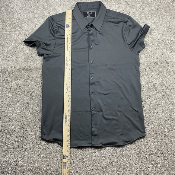 NEW BYLT Premium Basics Mens Large Executive Fit Gray Stretch SS Button Up NWT - Picture 7 of 8